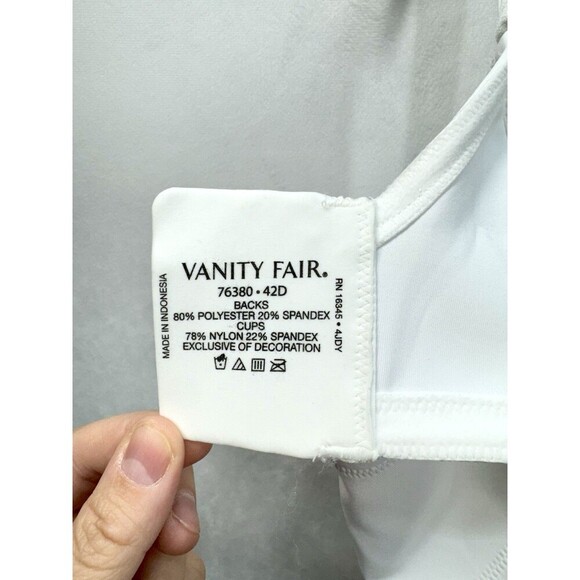 Vanity Fair Beauty Back Smoothing Full Figure Bra 42D Star White Underwire 76380 - Picture 8 of 8